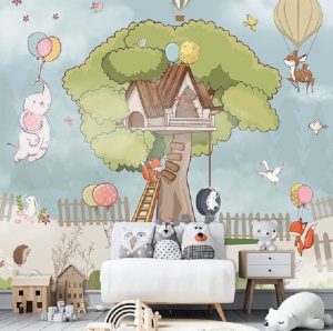 Tree House nursery wallpaper