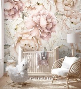 Watercolour floral nursery wallpaper